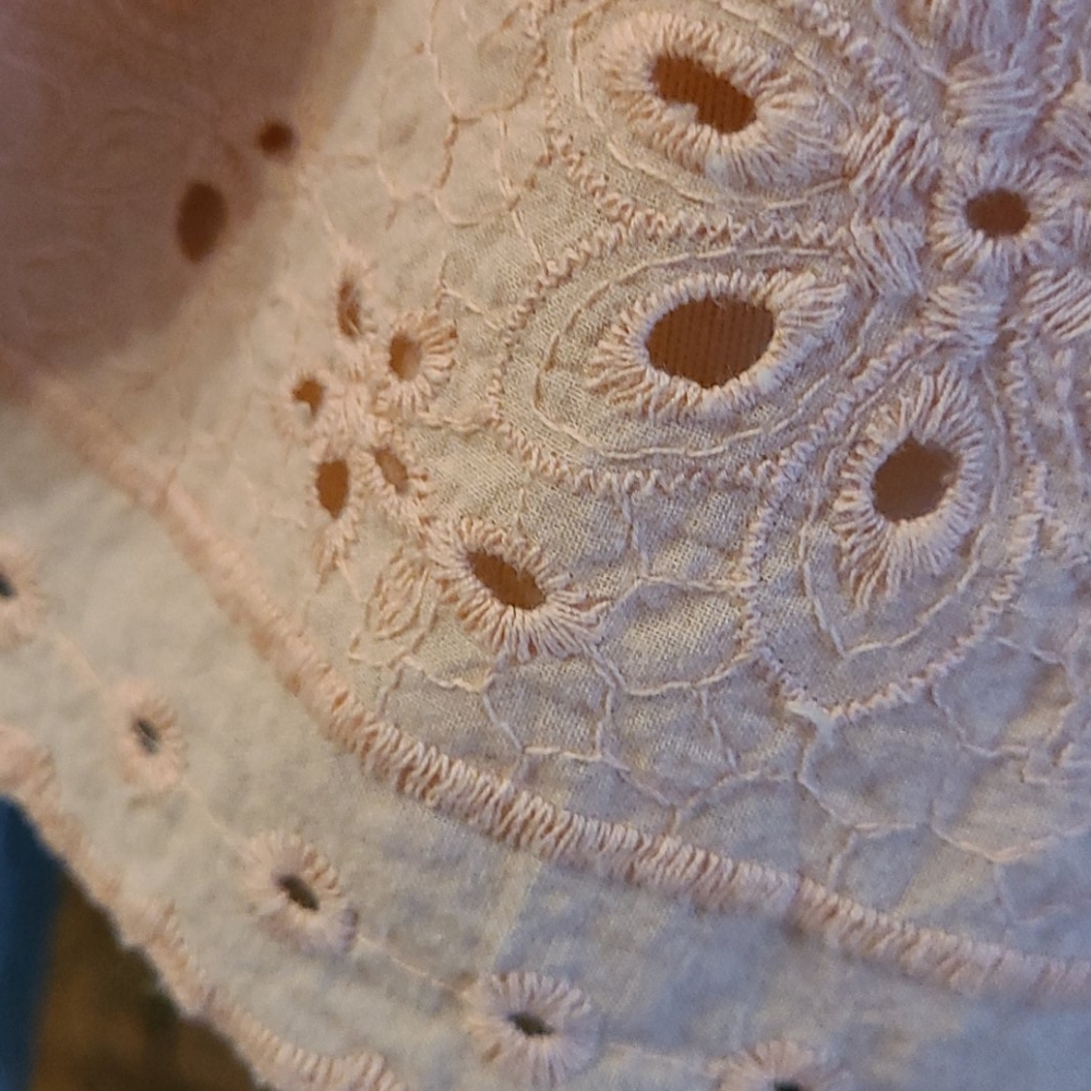 SALE PEACH EMBROIDERED MINI FLOWER LACE DRESS - Picture 10 of 16